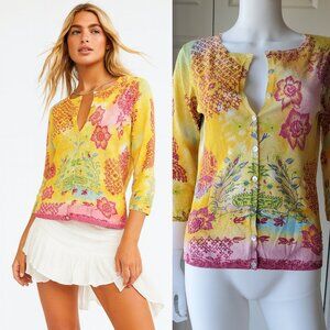 Zara Colorful Beaded Knit Cardigan Top Size Medium